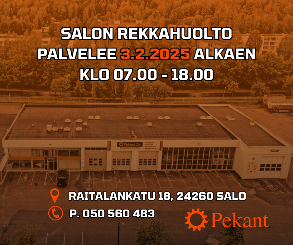 Salon Rekkahuollon korjaamo on avoinna helmikuusta 2025 eteenpäin kahdessa vuorossa ja uusi aukioloaika on arkisin klo 07.00 - 18.00